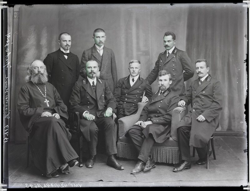 fotonegatiiv, Viljandi linnakool, õpetajad, grupp, 1913 foto J.Riet