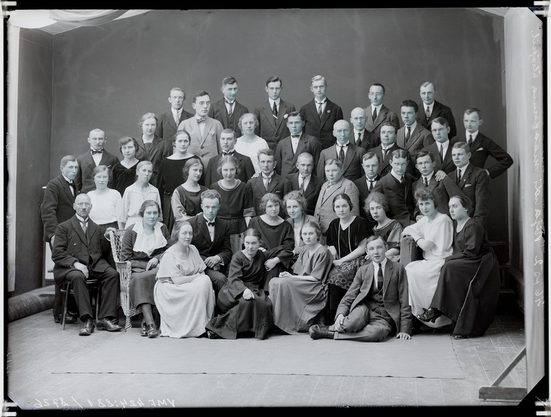 fotonegatiiv, Viljandi maakonna üliõpilased, grupp, 1923 foto J.Riet
