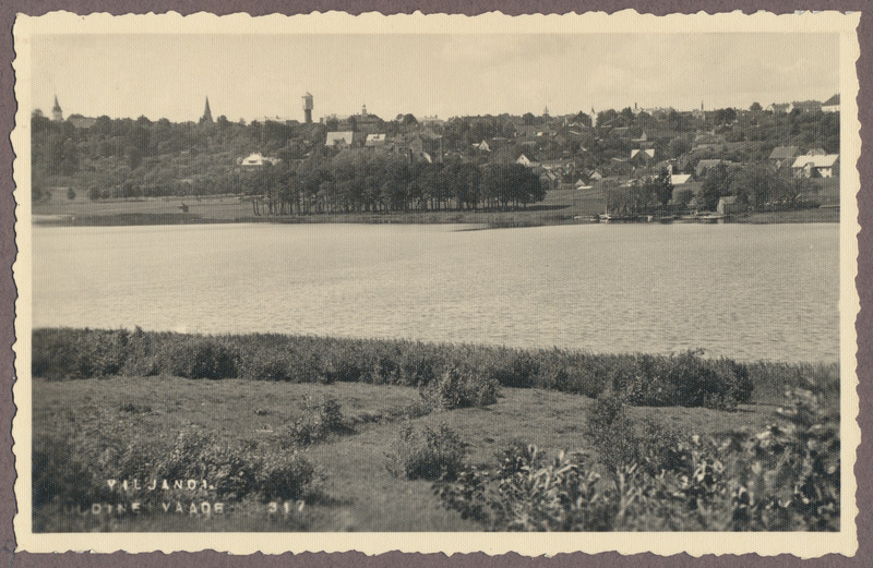 foto albumis, Viljandi, järv ja linn vastaskaldalt, keskel Mädalepik, u 1925, foto J. Riet