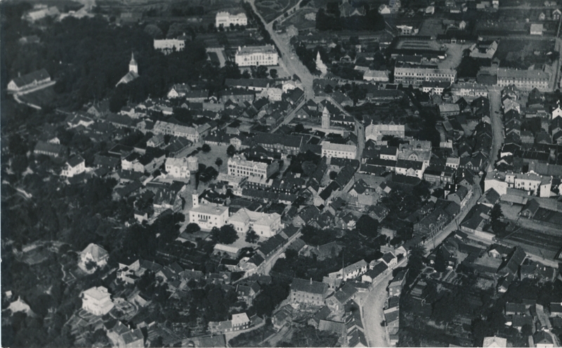 fotokoopia, Viljandi, üldvaade, Lossi ja Tartu tn ümbrus, raekoda, aerofoto, u 1930