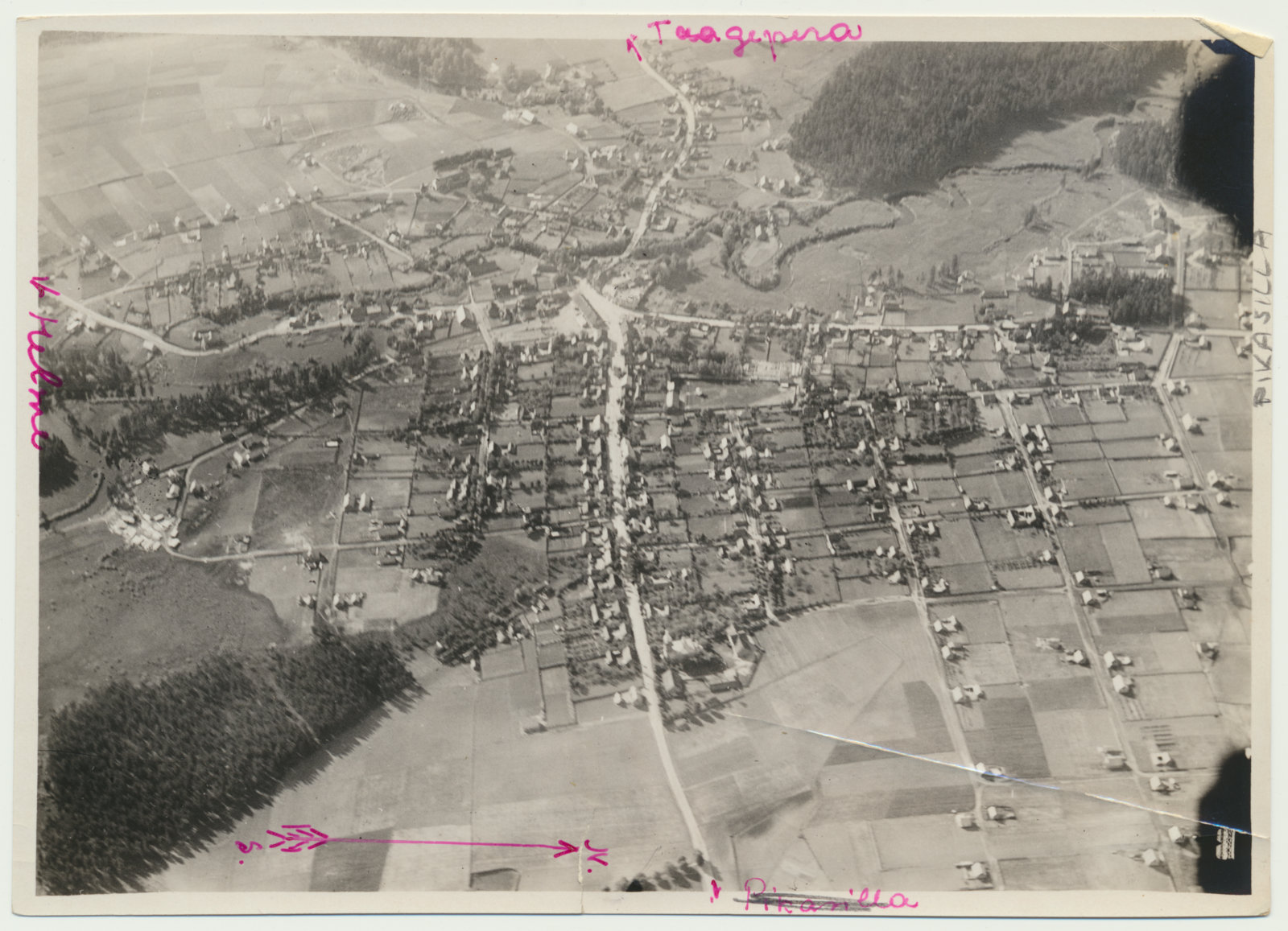 aerofoto, Helme khk, Tõrva linn, 1927, foto H. Kitvell