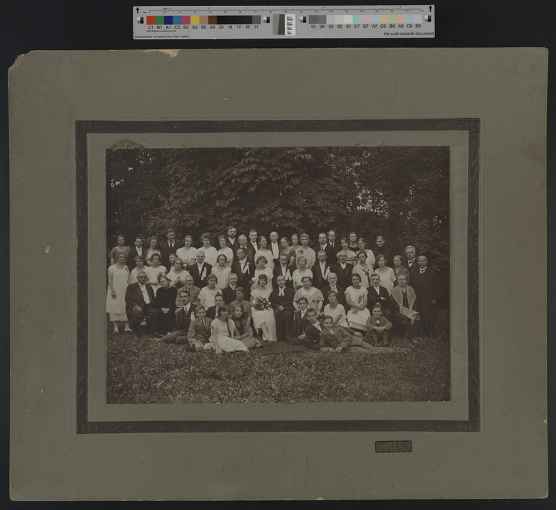 foto papil, Viljandimaa, kirikuõpetaja pulm, grupp, u 1925, foto J. Riet, sh J. Lattik, A. O. Westren-Doll