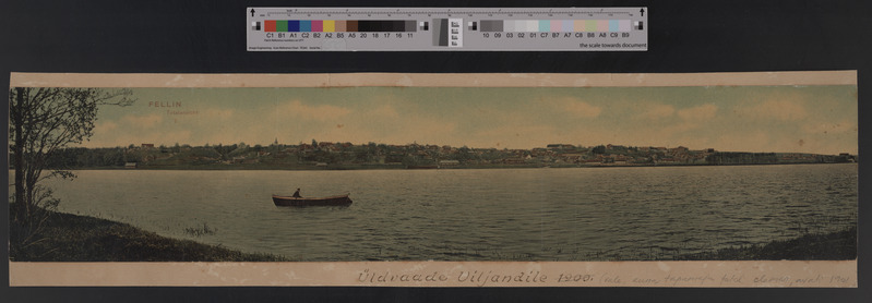 postkaart Viljandi üldvaade järve vastaskaldalt, koloreeritud, u 1905, kirjastaja E.Ring