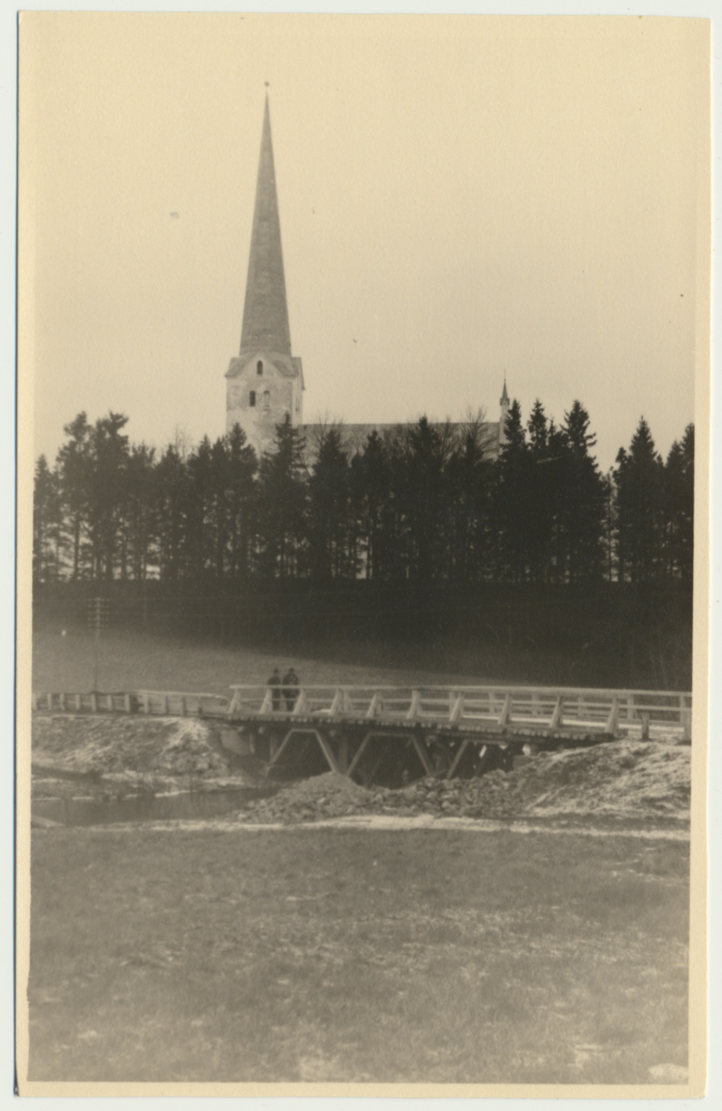 foto, Tarvastu khk, Tarvastu sild ja kirik u 1930