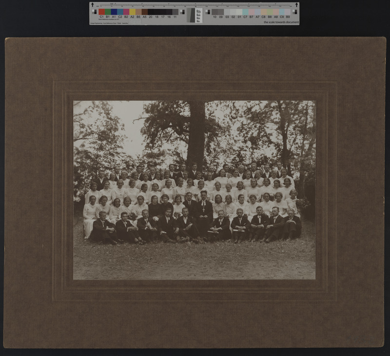 foto pappalusel, leerilapsed, Halliste, õpetaja Johannes Selliov, 1938 foto J. Riet