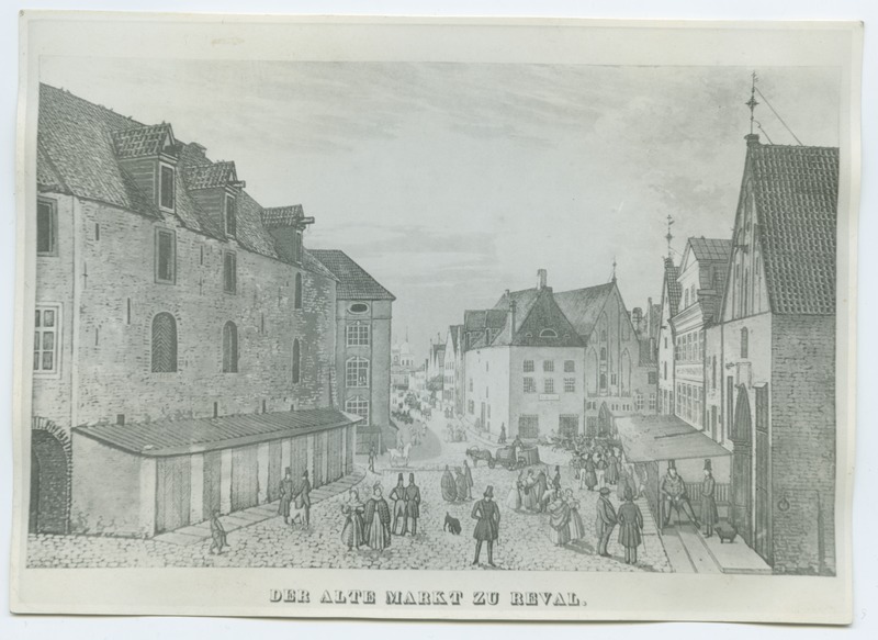 "Der alte Markt zu Reval", Vana turg, vaade Vene tänav poole.
