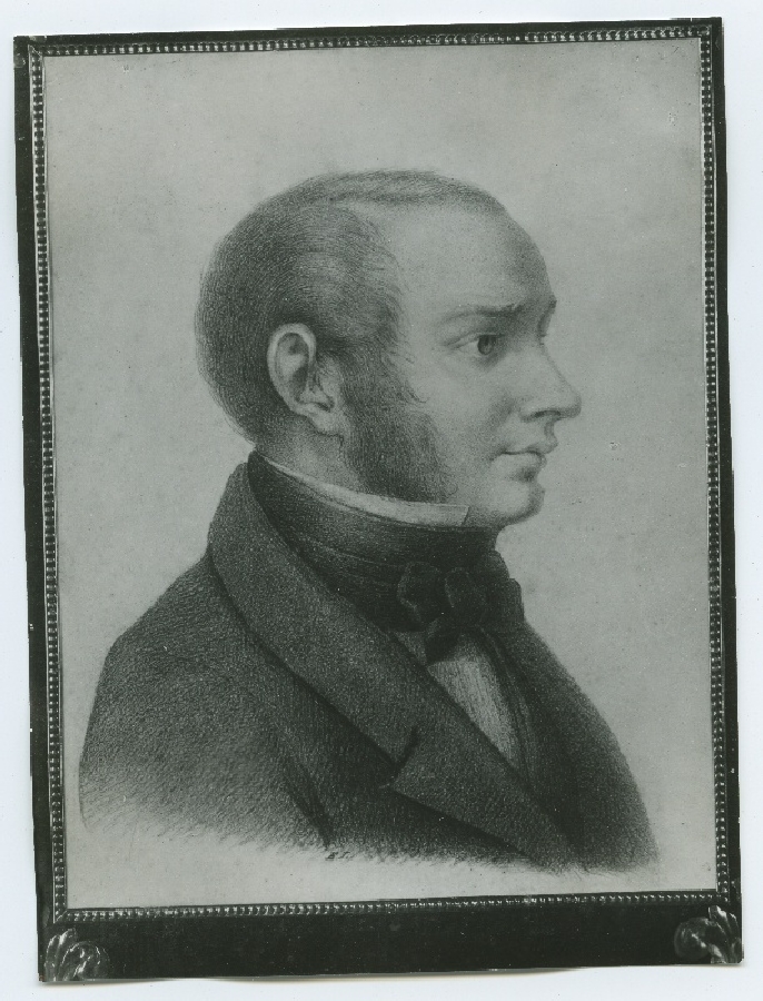 Aleksander Meyer, Atlermann der grossen Gilder zu Reval, 1804 - 1845, rinnaportree, profiil, pliiatsijoonis või litograafia.