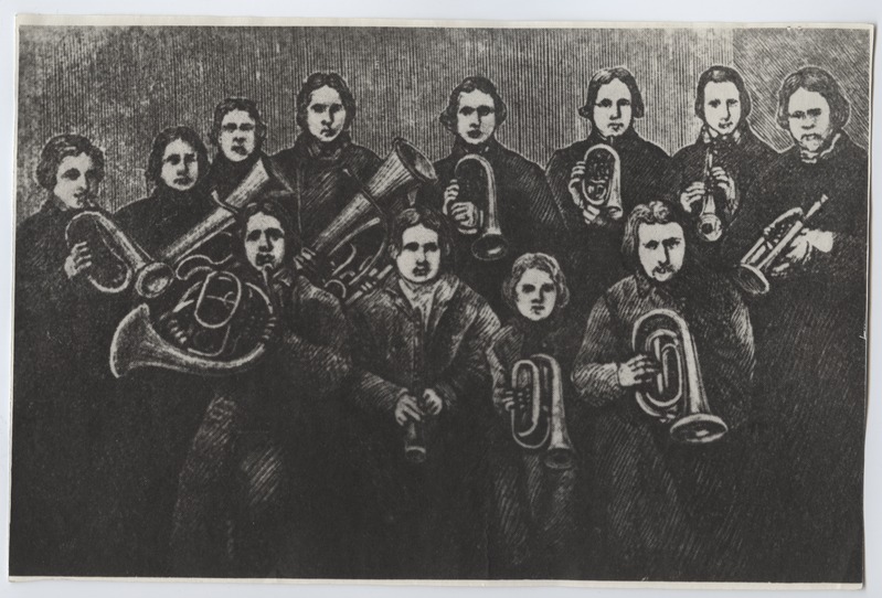 Torma (?) pasunakoor (soome kuurkirja puulõike järgi), näituselt "Eesti Üldlaulupeod".