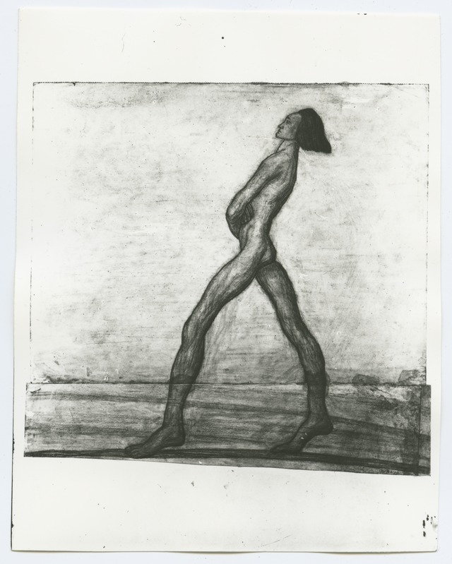 K. Raud, sammuva mehe figuur, söejoonistus umbes 1920-ndatest aastatest.