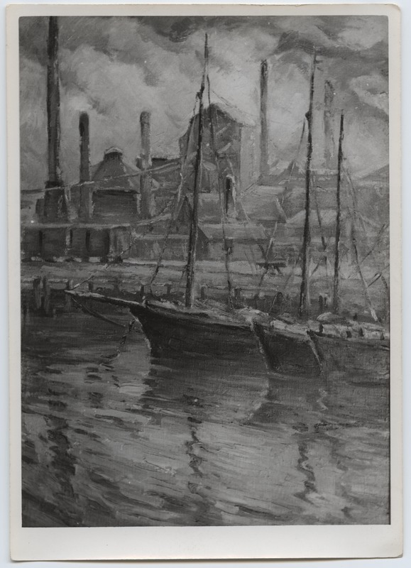 Fotoreproduktsioon J. Gentalen "Tallinna sadam"- Talvenäitus 1944. aastal.