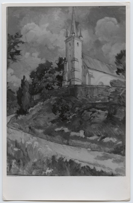 Fotoreproduktsioon Aug. Jansen "Kiriku motiiv" - Jõulunäitus 1942. aastal.