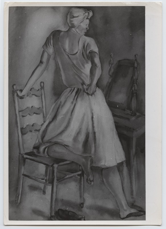 Fotoreproduktsioon L. Mey "Tütarlaps peegli ees"- Kevadnäitus 1943. aastal.