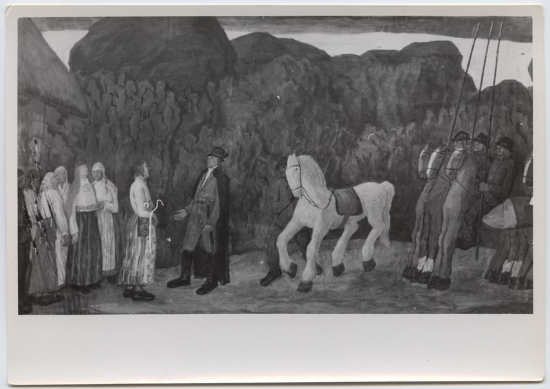 Fotoreproduktsioon K. Raud "Kosjas"- Kevadnäitus 1943. aastal.