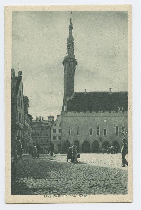 Vaade Raekojale Saiakäigu poolt. Stimmungsbilder aus dem alten Reval. Postkaart.
