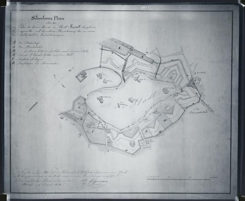 Tallinna linna situatsiooni plaan 1870. aastast.