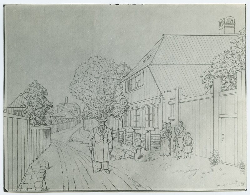 Lennuki tänav 18 või 20 - 19. sajandi algul, joonistus