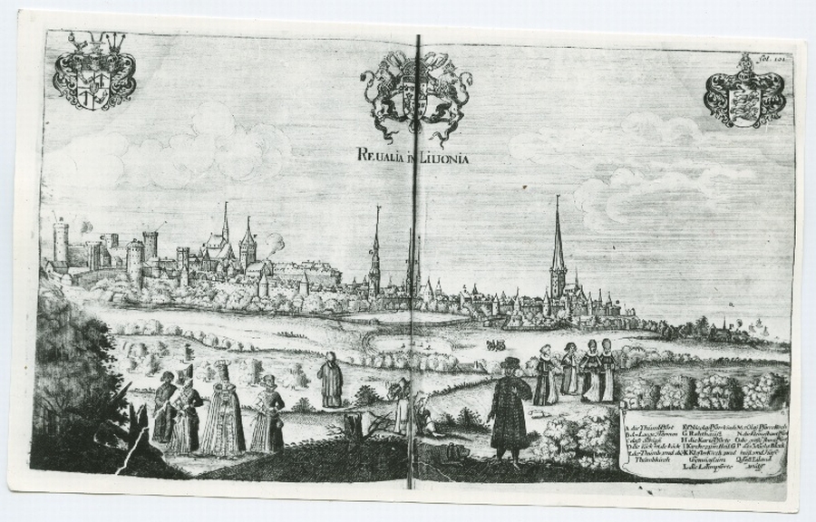 "Delinatio urbis Revalie" - Tallinna üldvaade vana gravüüri järgi, postkaart.
