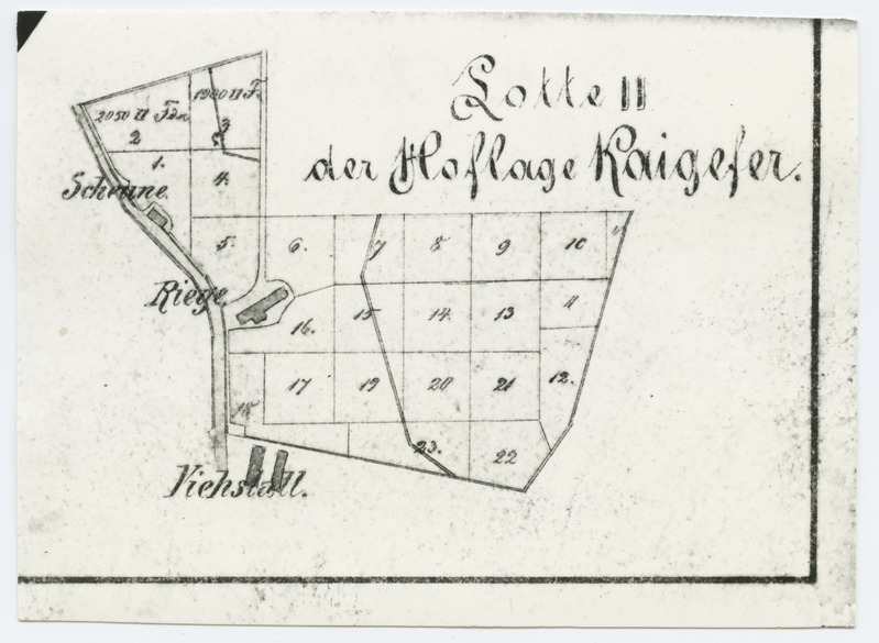 Kaigepere, Harjumaal Rapla vallas Raiküla karjamõisas, krundi plaan 20. saj. I kümnendist.