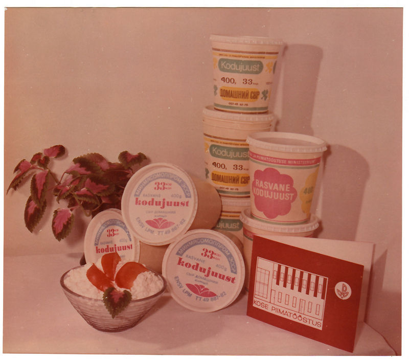 Tallinna Piimakombinaadi Kose tsehhi toodangu näidised