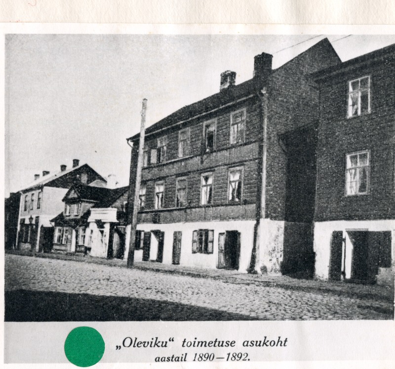 "Oleviku" toimetuse asukoht Tartus 1890.a