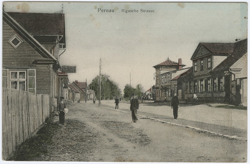 Postkaart. Pärnu - Riia tänav.