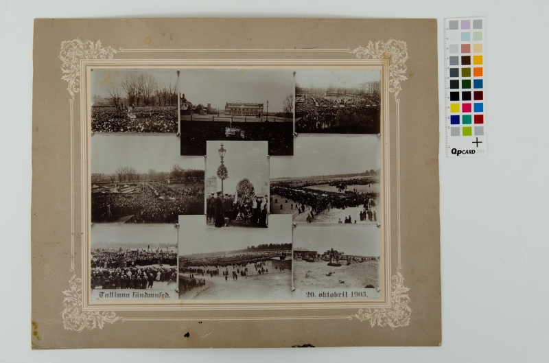 Fotomontaaž 9 fotost - Tallinna sündmused 20.oktoobril 1905. Uuel turul hukkunute matused.