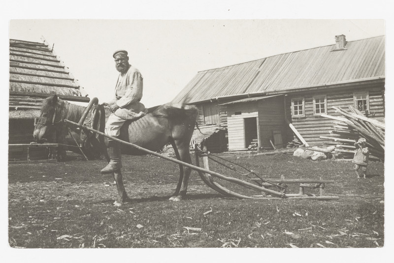 Vepsa mees koos hobuse ja suvise reega, 1926. a