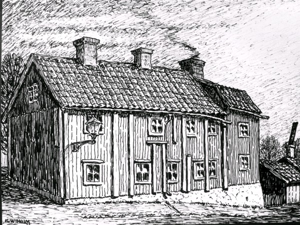 Brännmästaregården, Repslagaregatan, teckning av Knut Wiholm.