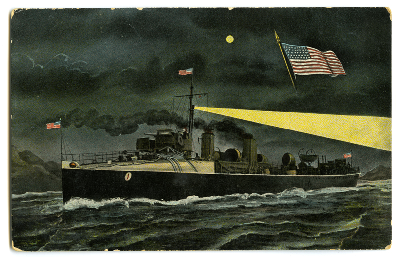 Värviline postkaart, USA hävitaja.