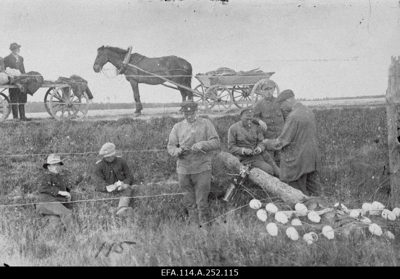 War of Liberty. The engineer battalion's telegraph cable soldiers repairing the telephone line.