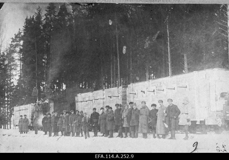 War of Liberty. Kitsarööpalise armour train no. 1 personnel station at the train.