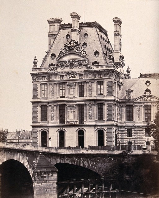 Pavillon de Flore, Tuileries Palace, Paris, France. Photograph by professor Baldus, ca. 1860. - lettering: Paris, Pavillon de Flore, e. Baldus, No. 99.