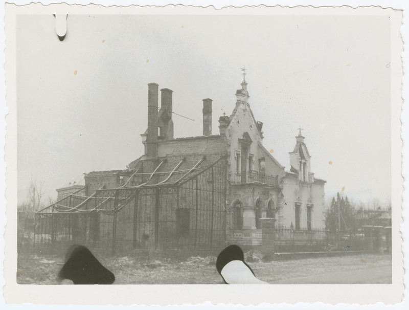 Purustatud Tartu 1944.a. Hans Heidemanni tän. end. ETK hoone.