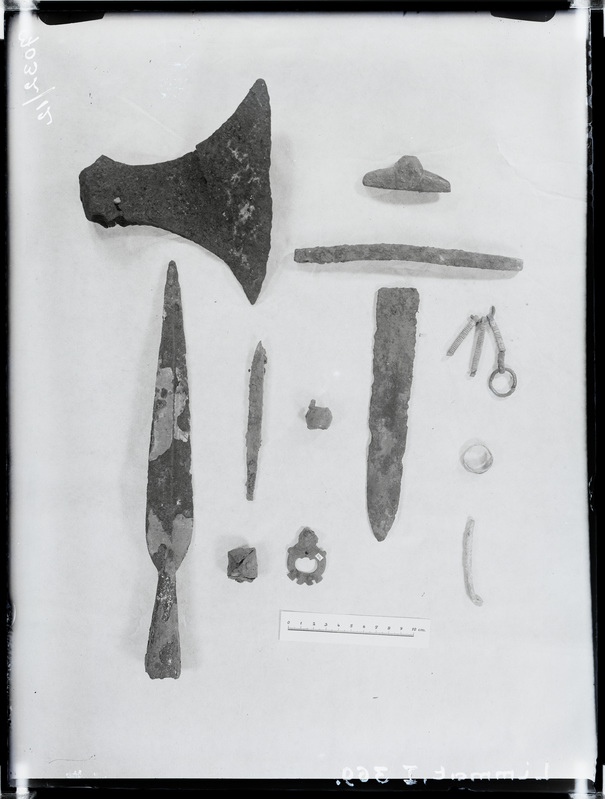 Arheoloogiline leid. Lümandu leid - odaots, mõõga fragmendid, kirves, kaelavõru ripats, spiraalsõrmus jne