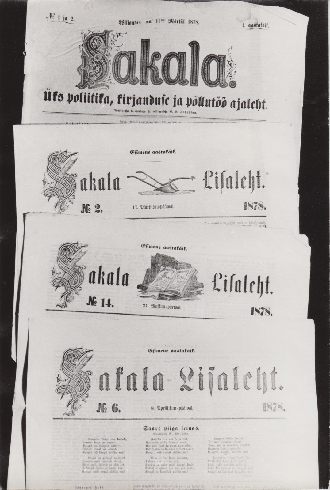 C. R. Jakobsoni ajaleht Sakala ja lisalehed.