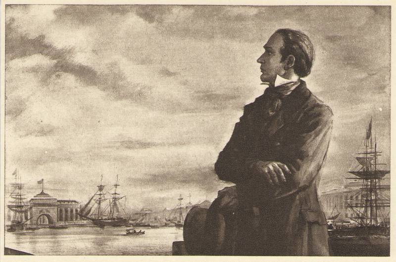 Postkaart. Kreutzwald Peterburis 1825. a (Evald Okase graafika).