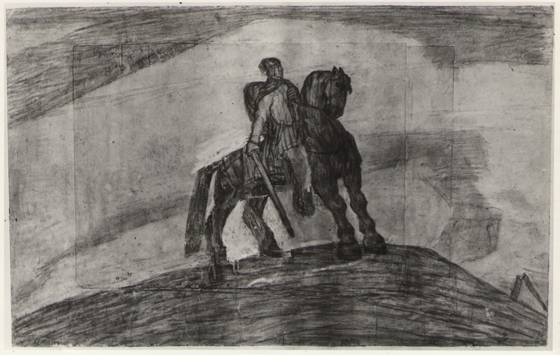 Foto. K. Raua söejoonis SÕJASÕIT (Fr. R. Kreutzwaldi KALEVIPOJA ainetel).