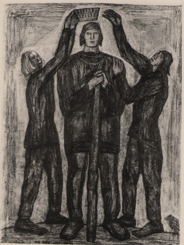 Foto. K. Raua söejoonis KUNINGAKS KROONIMINE (Fr. R. Kreutzwaldi KALEVIPOJA ainetel).