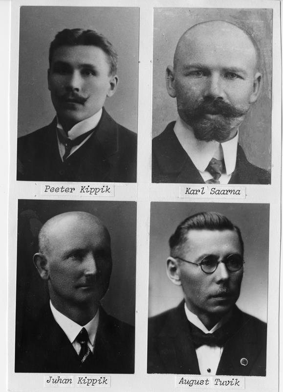 Peeter Kippik, Karl Saarna, Juhan Kippik, August Tuvik