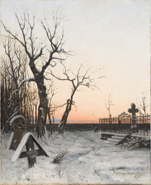 Talvine surnuaed õhtuvalguses