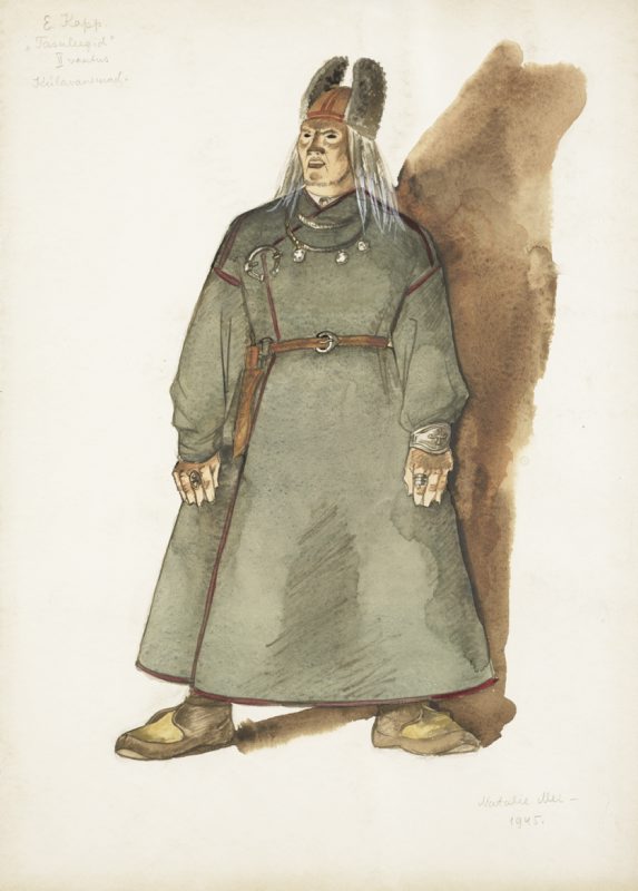 Kostüümikavand Eugen Kapi ooperile "Tasuleegid" (külavanem)