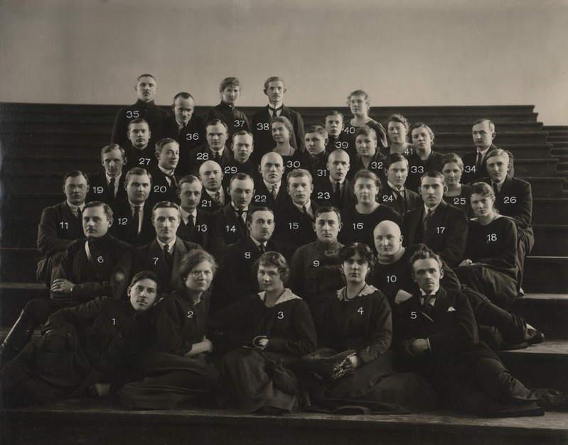 Põllumajandusteaduskonna üliõpilased ühes Metsa osakonnaga 1921. a.