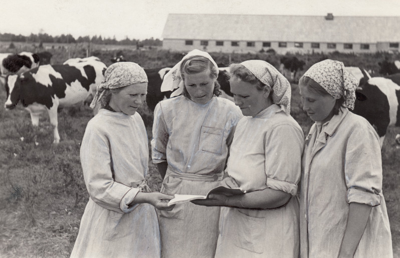 Eesrindlikud lüpsjad A.Jundas, S.Limmer, L.Mäginurm ja L.Vander(vasakult paremale)