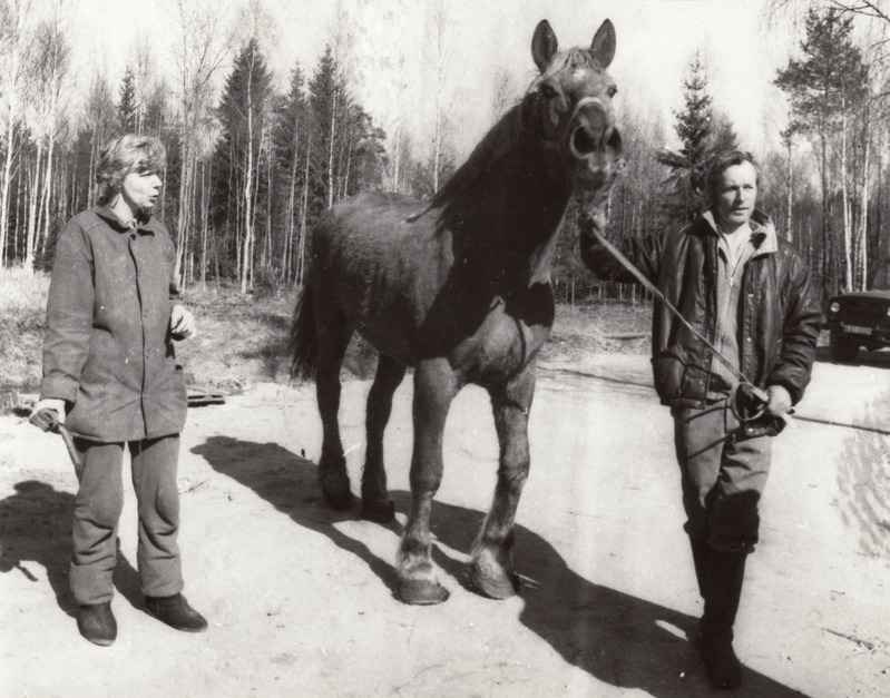 Ülejõe talu pererahvas Kaljo ja Virve Levkoi oma hobuse Tellaga