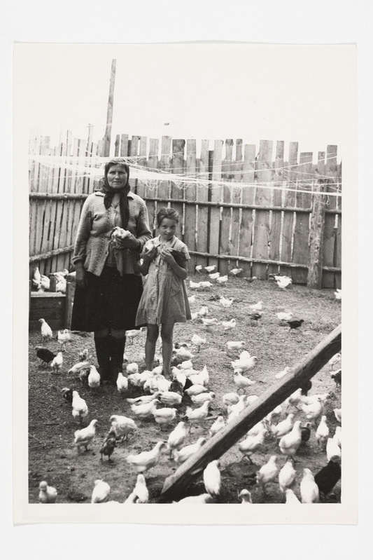 Kolhoosi "Druzhennik" kanatalitaja A. I. Vinokurova (50) koos oma noore abilisega. Tšurilkovo k