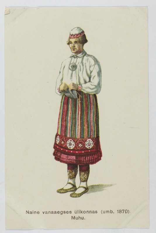 Naine vanaaegses ülikonnas (umb. 1870). Muhu