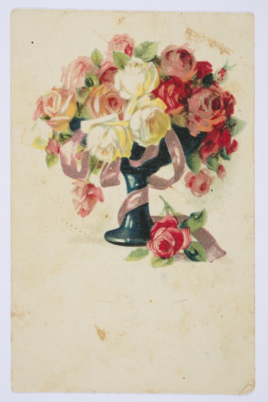 Sünnipäevakaart roosidega vaasis