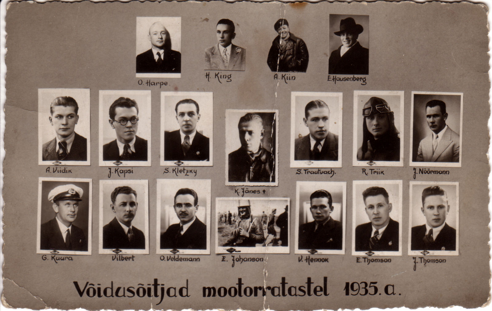 Eesti mootorratturite portreed postkaardil