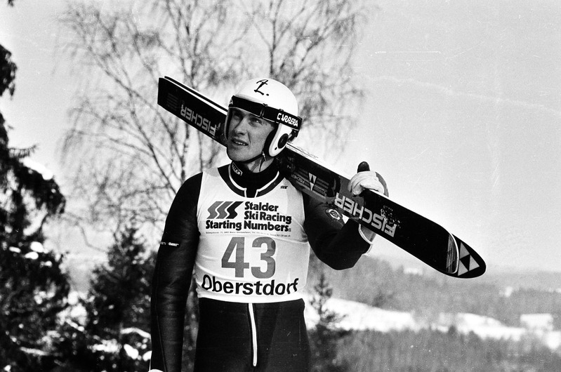 Suusakahevõistleja Allar Levandi 1987. aasta põhja suusaalade maailmameistrivõistlustel Oberstdorfis