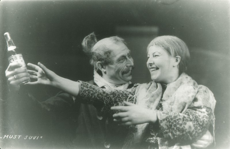 Reprofoto. "Must Suvi" (Rudolf Sirge). 1937. Sasmin - Johannes Kaljola, Miina - Ly Lasner.